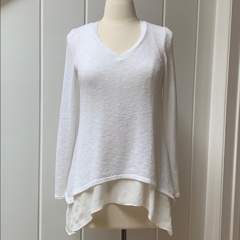 BAR III layered sweater in white knit